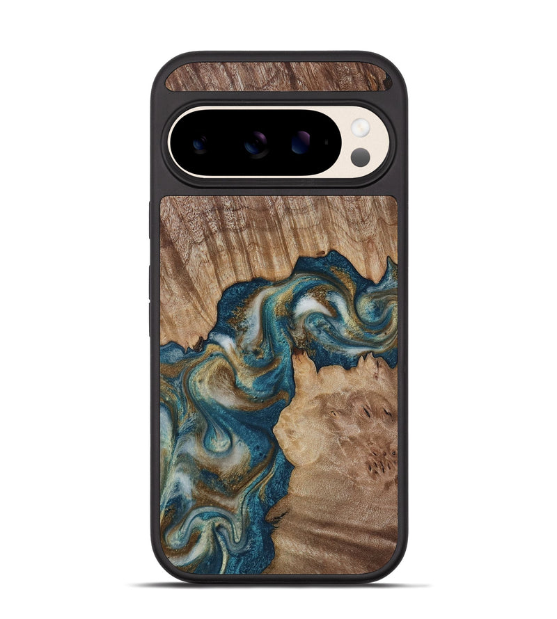 Pixel 10 Wood Phone Case - Hobson (Teal & Gold, 817719)