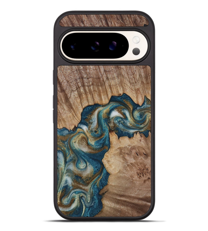 Pixel 9 Pro XL Wood Phone Case - Hobson (Teal & Gold, 817719)