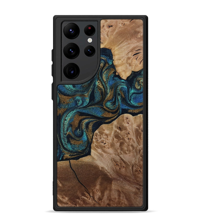 Galaxy S22 Ultra Wood Phone Case - Nalani (Teal & Gold, 817720)
