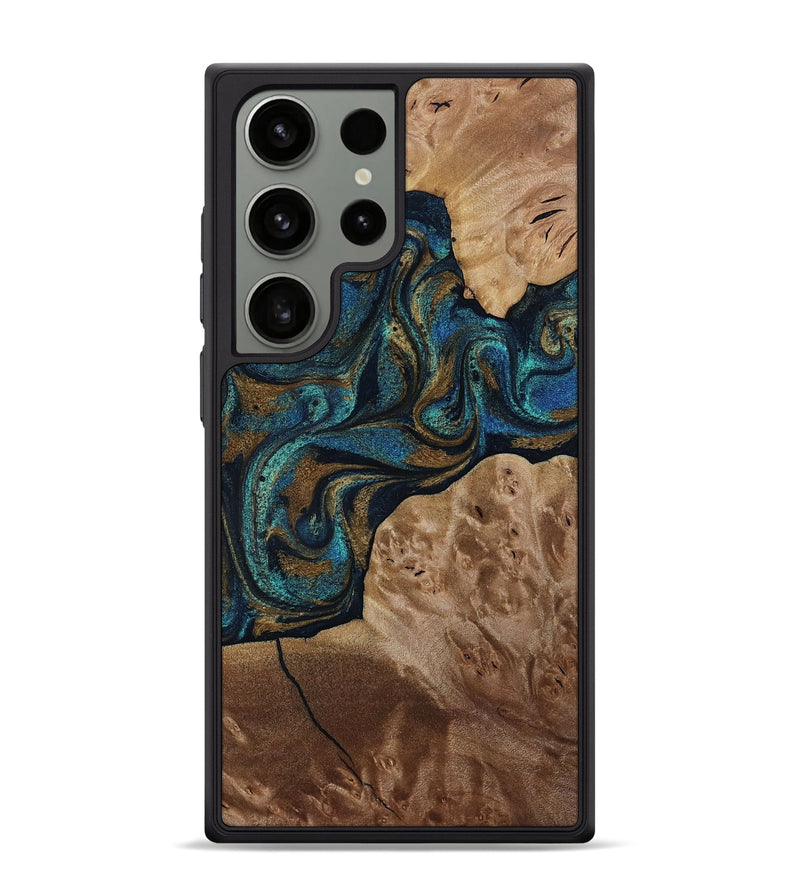Galaxy S24 Ultra Wood Phone Case - Nalani (Teal & Gold, 817720)