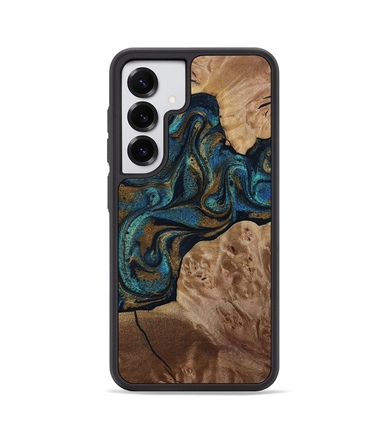 Galaxy S25 Wood Phone Case - Nalani (Teal & Gold, 817720)