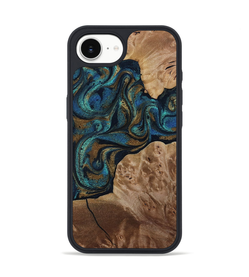 iPhone 17e Wood Phone Case - Nalani (Teal & Gold, 817720)