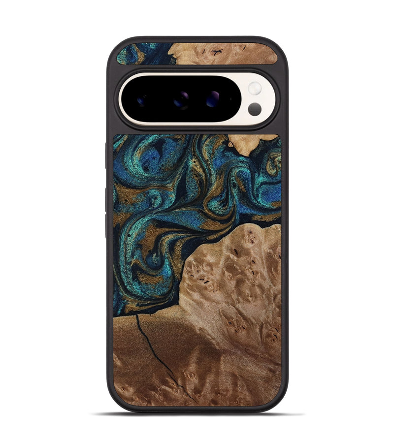 Pixel 9 Wood Phone Case - Nalani (Teal & Gold, 817720)