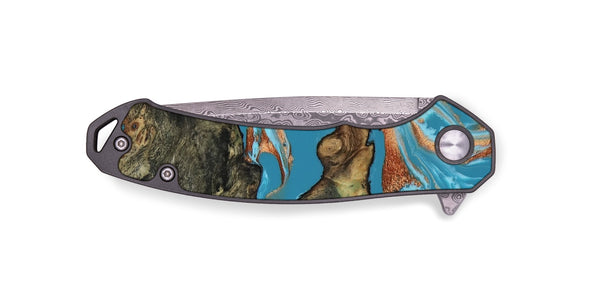EDC Wood Pocket Knife - Luna (Teal & Gold, 817722)