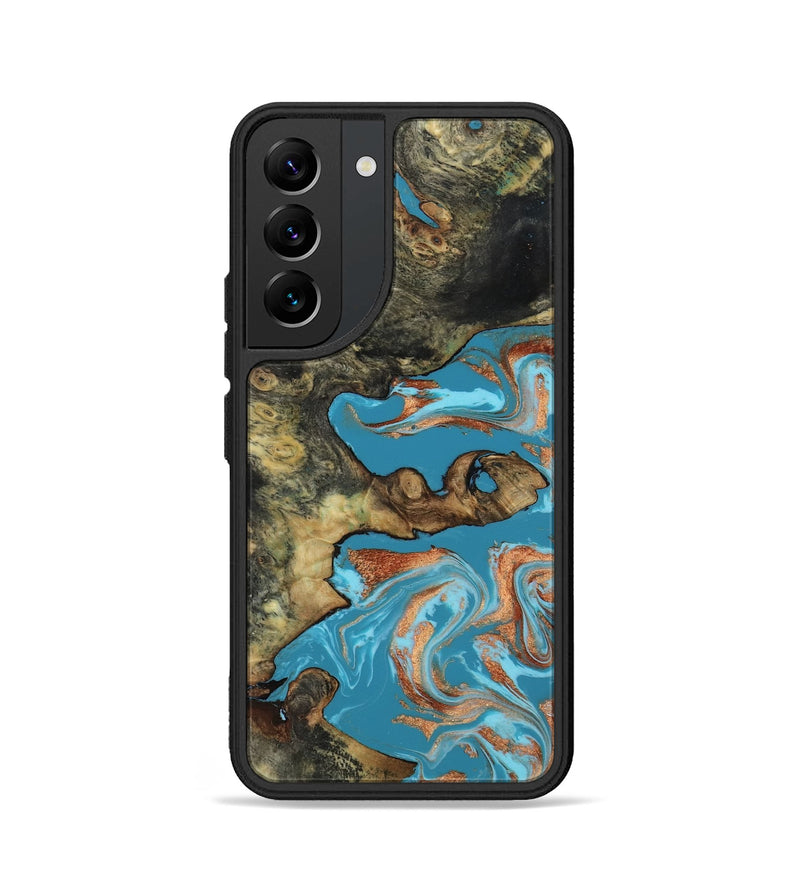 Galaxy S22 Wood Phone Case - Luna (Teal & Gold, 817722)