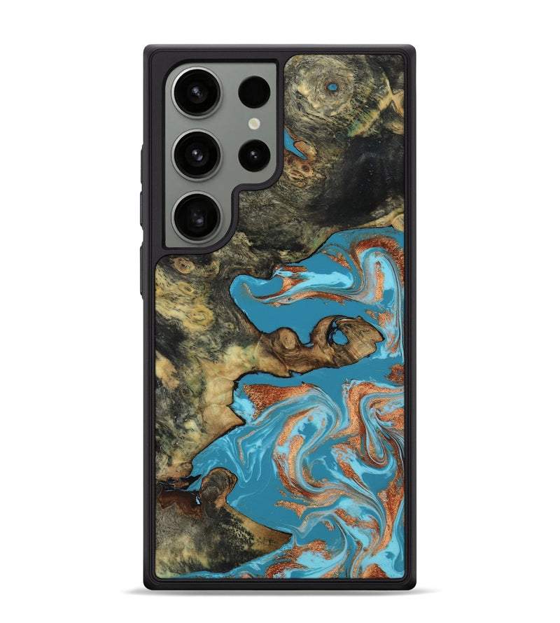 Galaxy S24 Ultra Wood Phone Case - Luna (Teal & Gold, 817722)