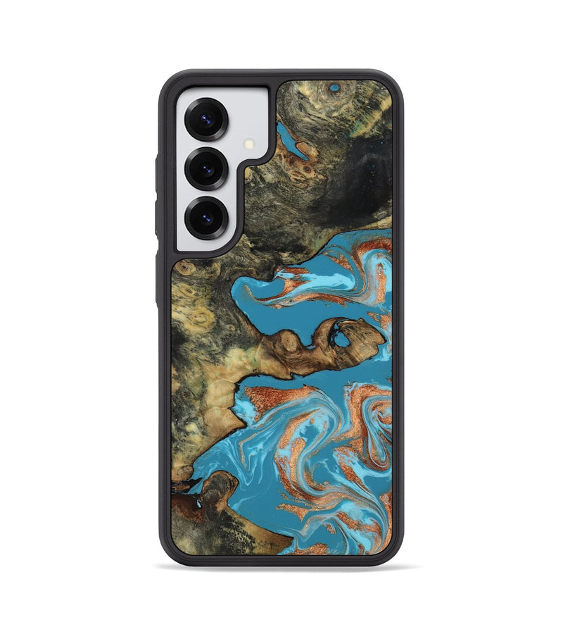 Galaxy S25 Wood Phone Case - Luna (Teal & Gold, 817722)