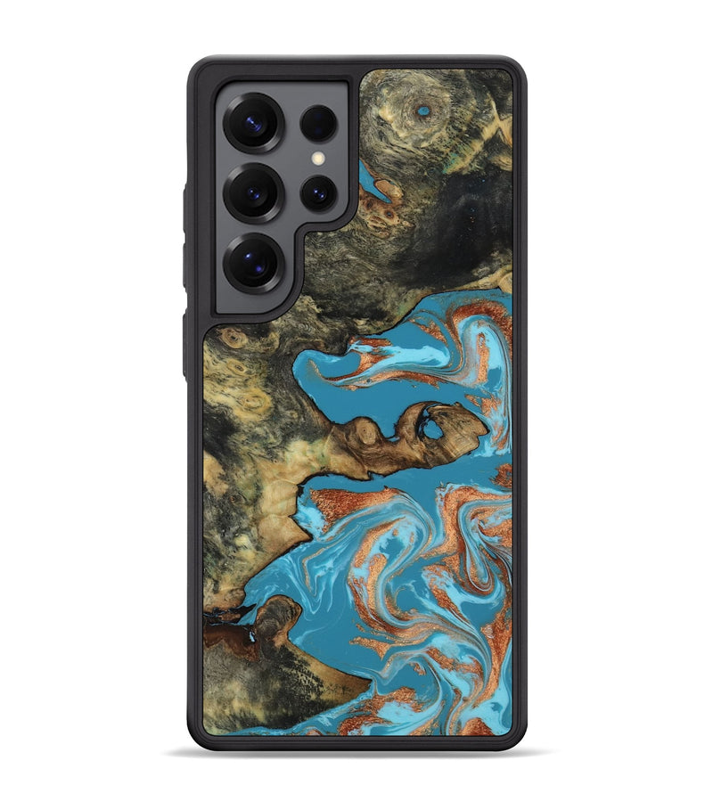 Galaxy S25 Ultra Wood Phone Case - Luna (Teal & Gold, 817722)