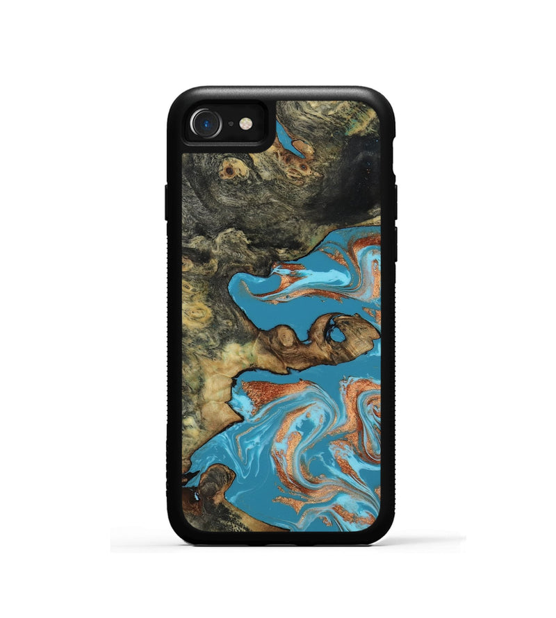 iPhone SE Wood Phone Case - Luna (Teal & Gold, 817722)