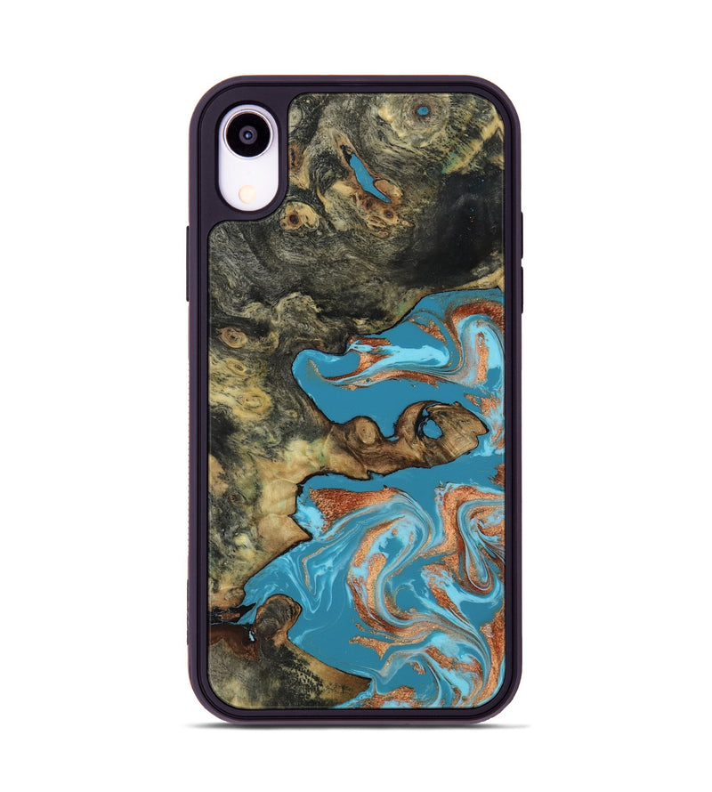 iPhone Xr Wood Phone Case - Luna (Teal & Gold, 817722)