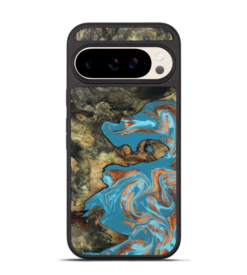 Pixel 10 Wood Phone Case - Luna (Teal & Gold, 817722)