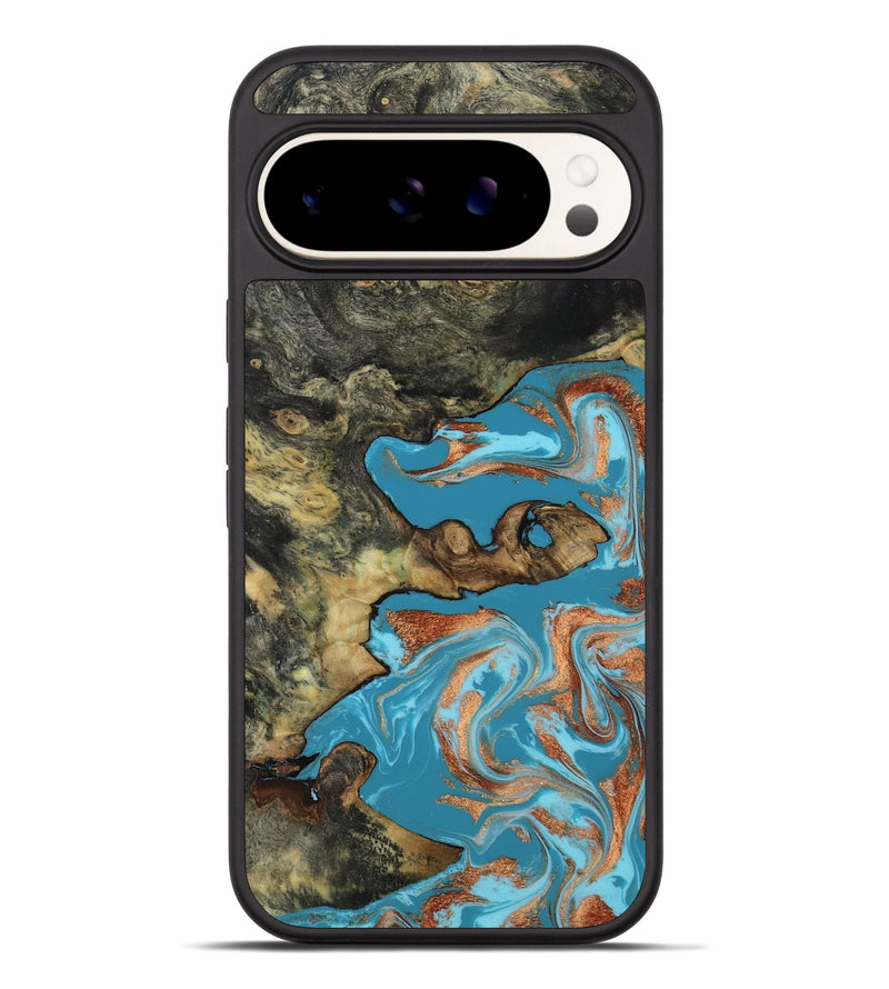 Pixel 9 Pro XL Wood Phone Case - Luna (Teal & Gold, 817722)