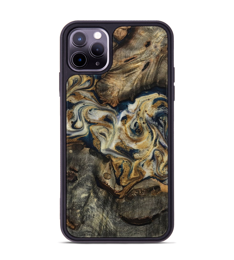 iPhone 11 Pro Max Wood Phone Case - Gay (Teal & Gold, 817723)