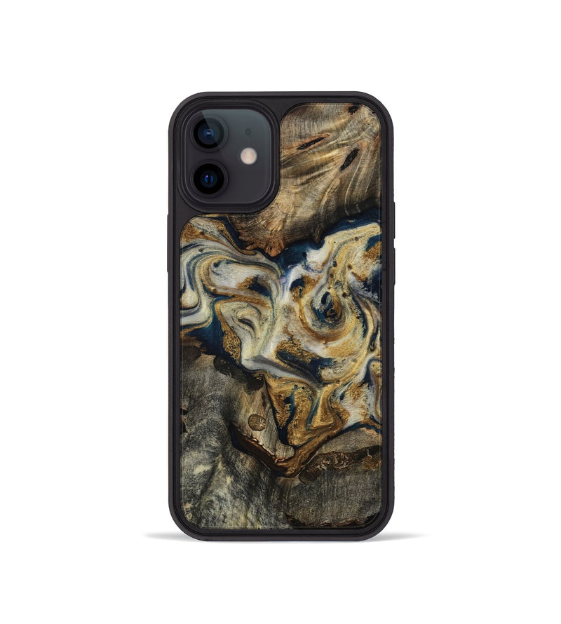 iPhone 12 mini Wood Phone Case - Gay (Teal & Gold, 817723)