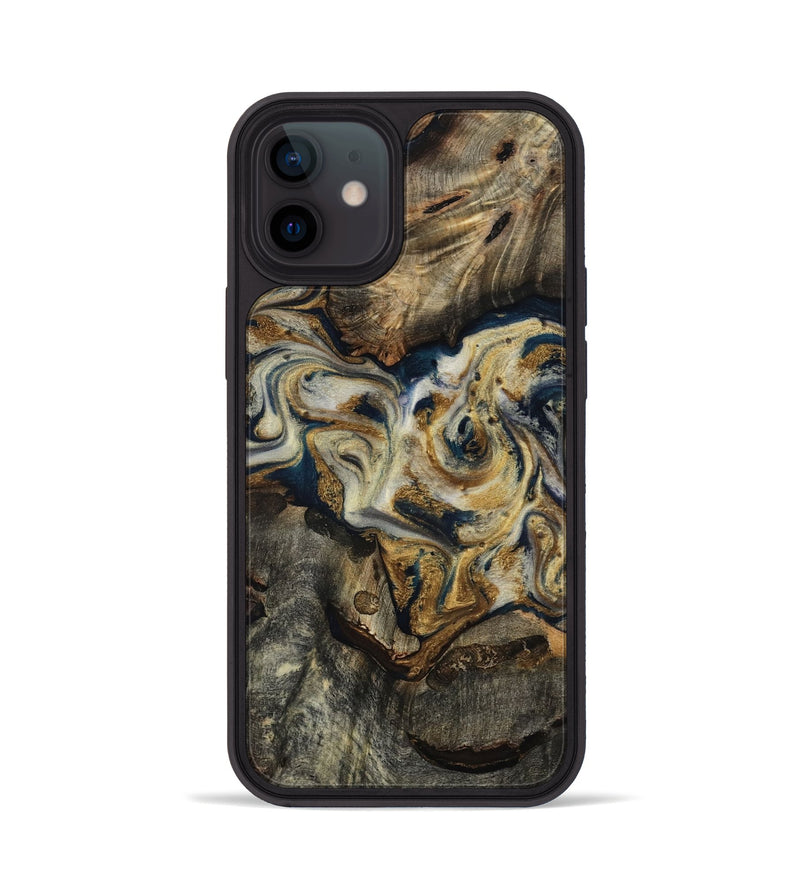 iPhone 12 Wood Phone Case - Gay (Teal & Gold, 817723)