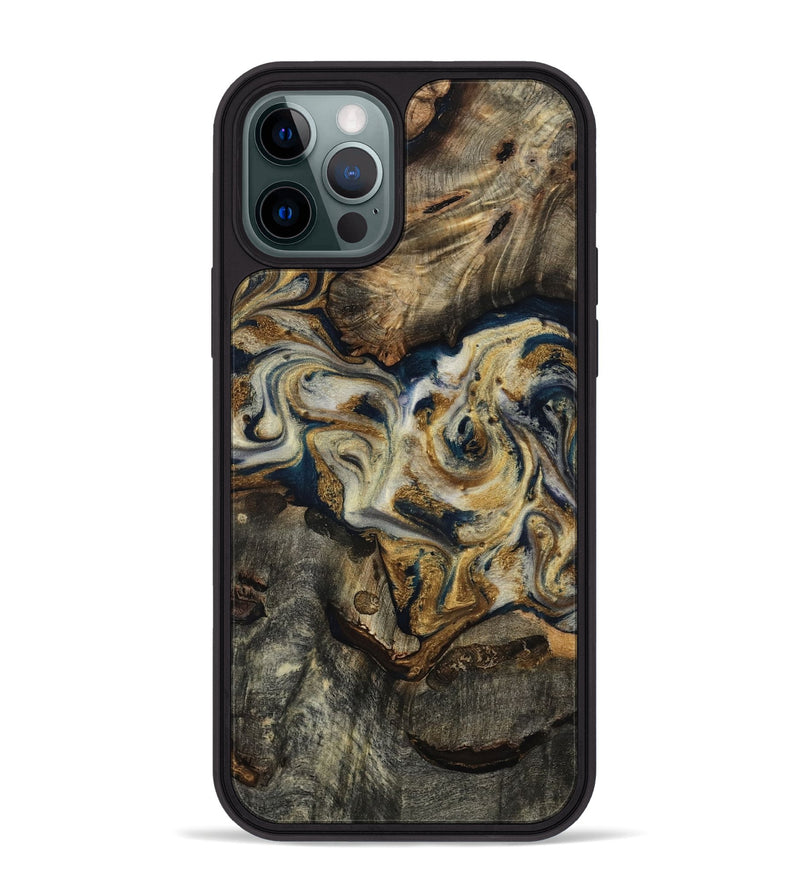 iPhone 12 Pro Max Wood Phone Case - Gay (Teal & Gold, 817723)