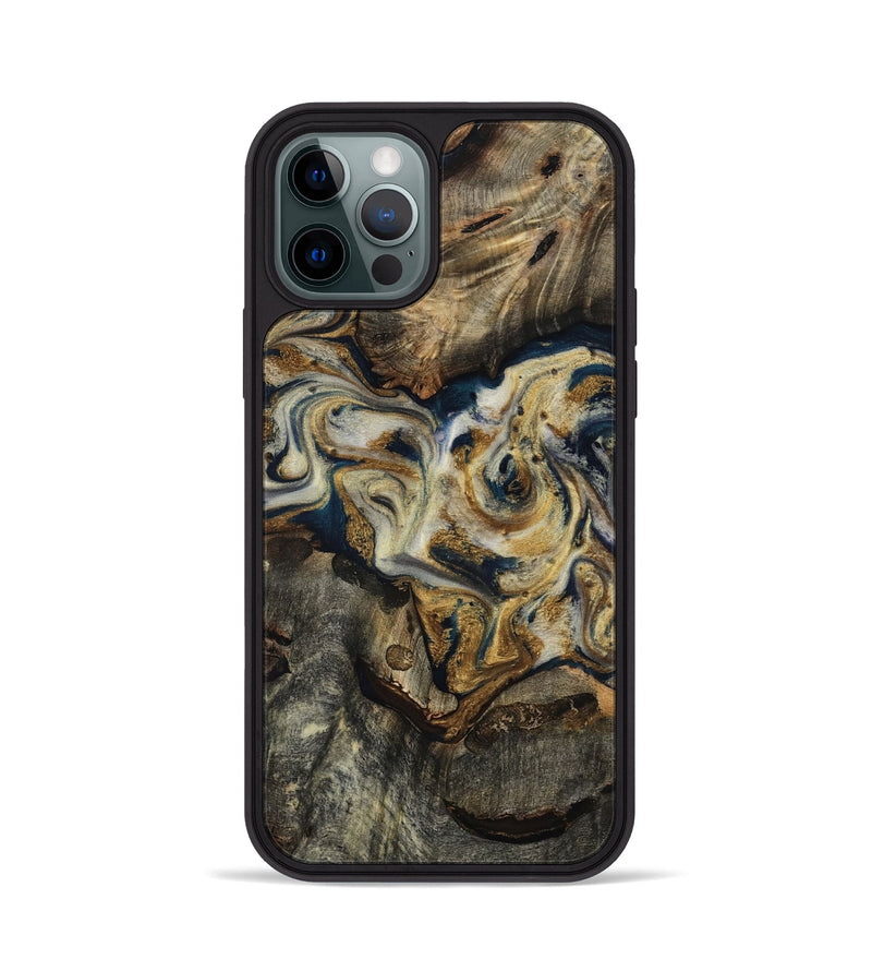 iPhone 12 Pro Wood Phone Case - Gay (Teal & Gold, 817723)