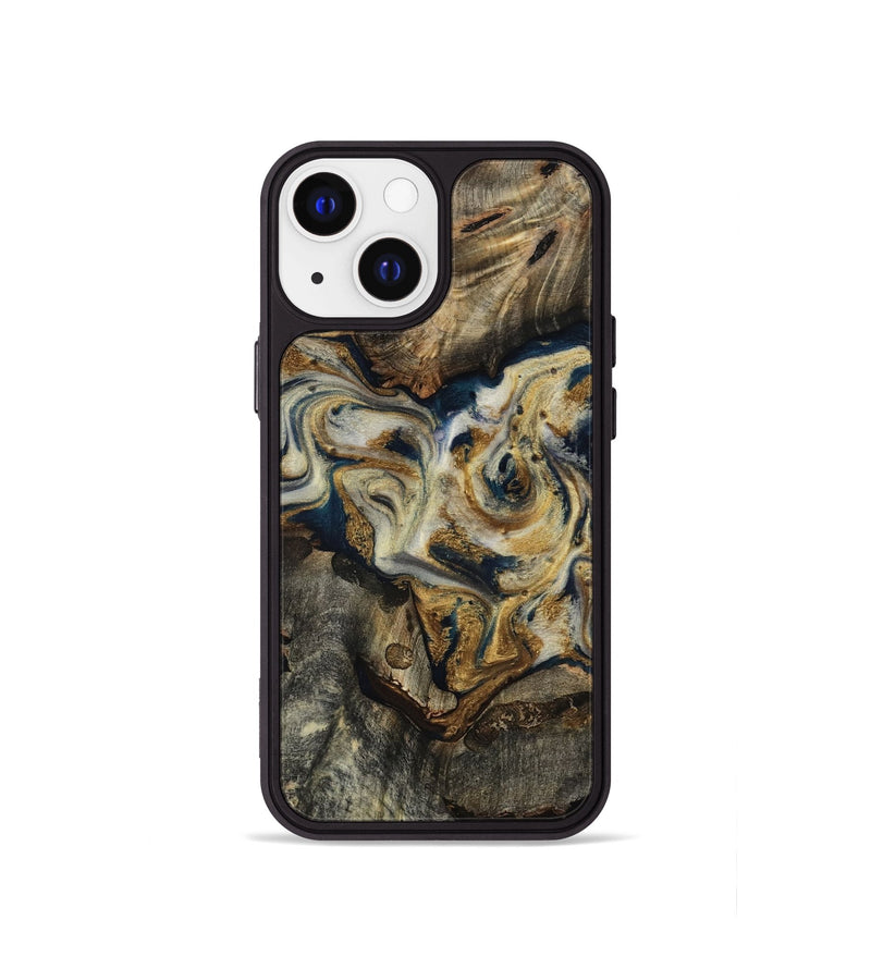iPhone 13 mini Wood Phone Case - Gay (Teal & Gold, 817723)