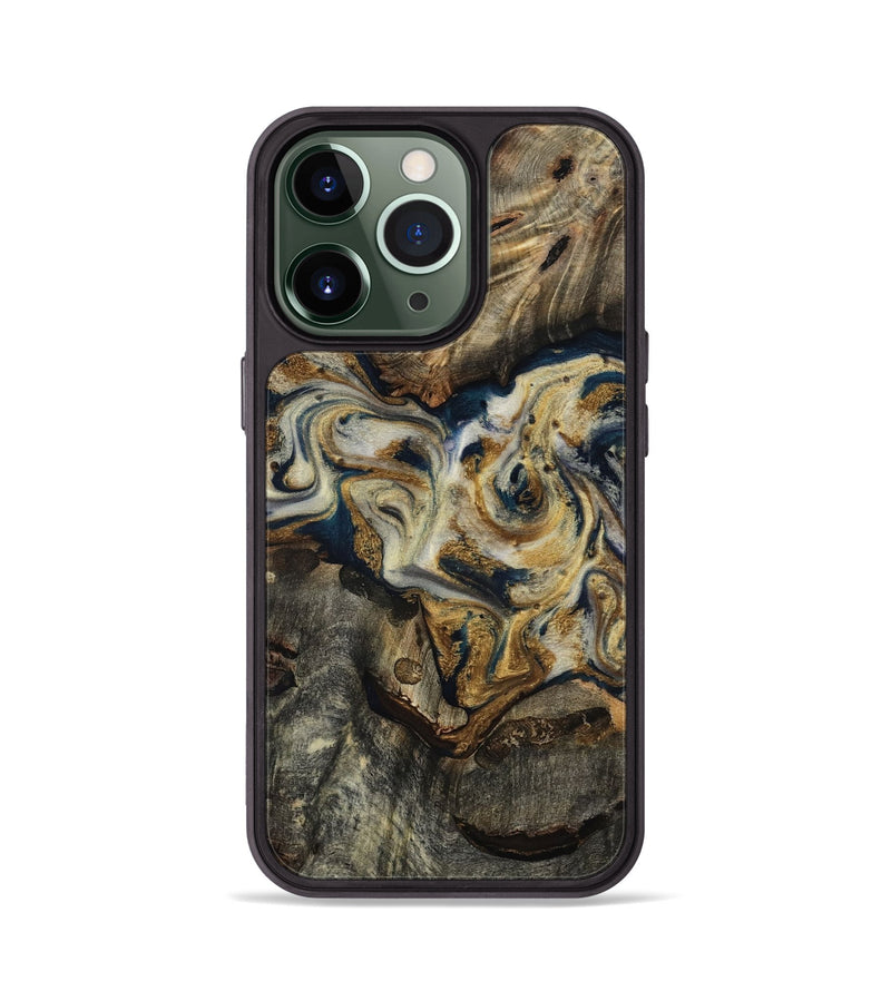 iPhone 13 Pro Wood Phone Case - Gay (Teal & Gold, 817723)