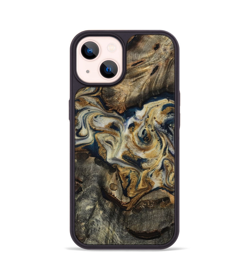 iPhone 14 Wood Phone Case - Gay (Teal & Gold, 817723)