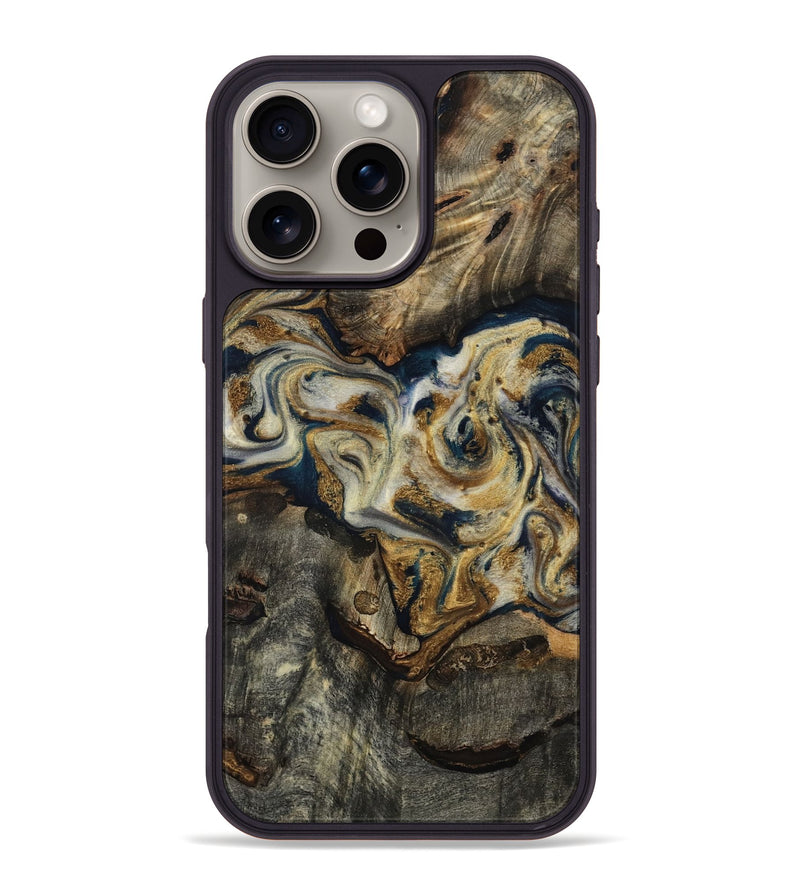 iPhone 16 Pro Max Wood Phone Case - Gay (Teal & Gold, 817723)