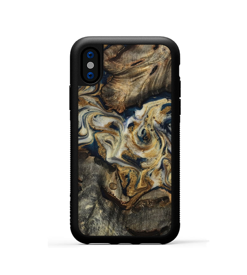 iPhone Xs Wood Phone Case - Gay (Teal & Gold, 817723)