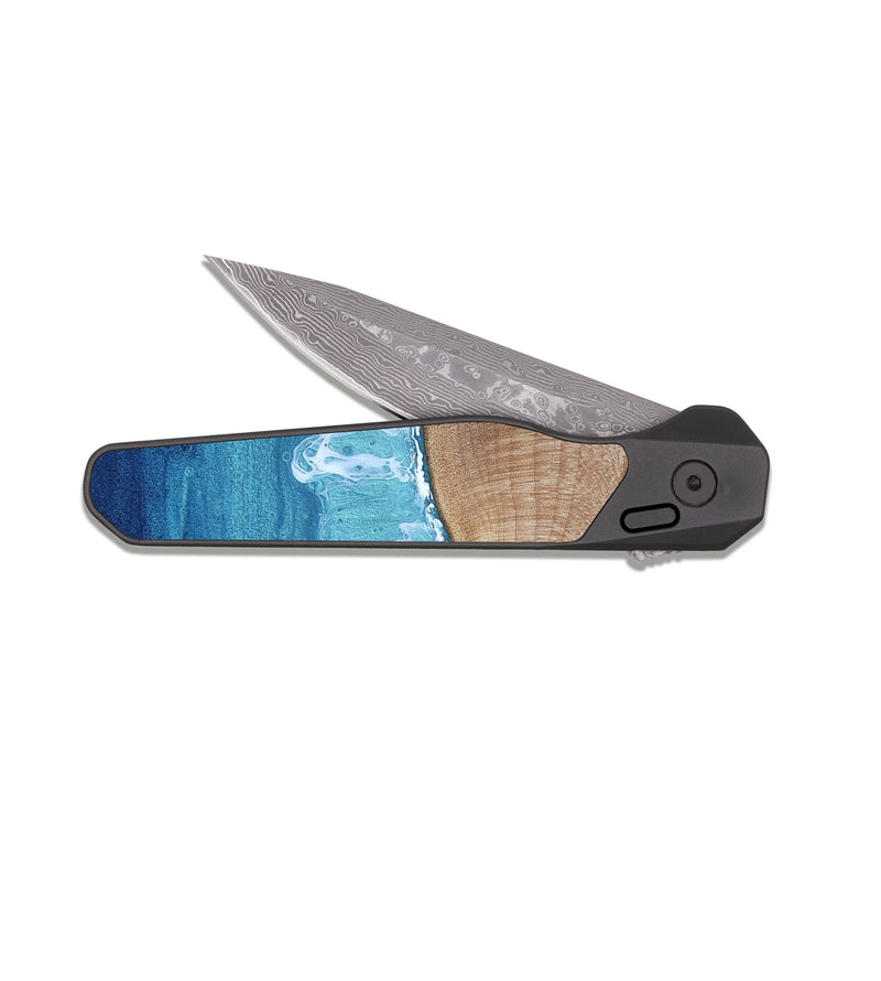 EDC Dark Damascus Wood Pocket Knife - Sam (Coastal, 817728)