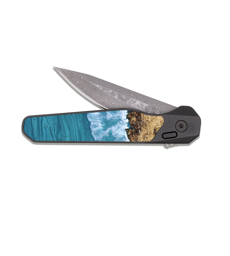 EDC Dark Damascus Wood Pocket Knife - Kelsi (Coastal, 817735)