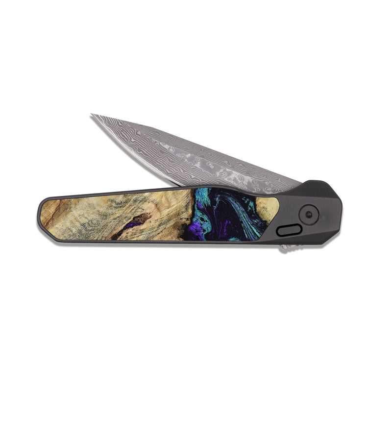 EDC Dark Damascus Wood Pocket Knife - Nelda (Purple, 817743)