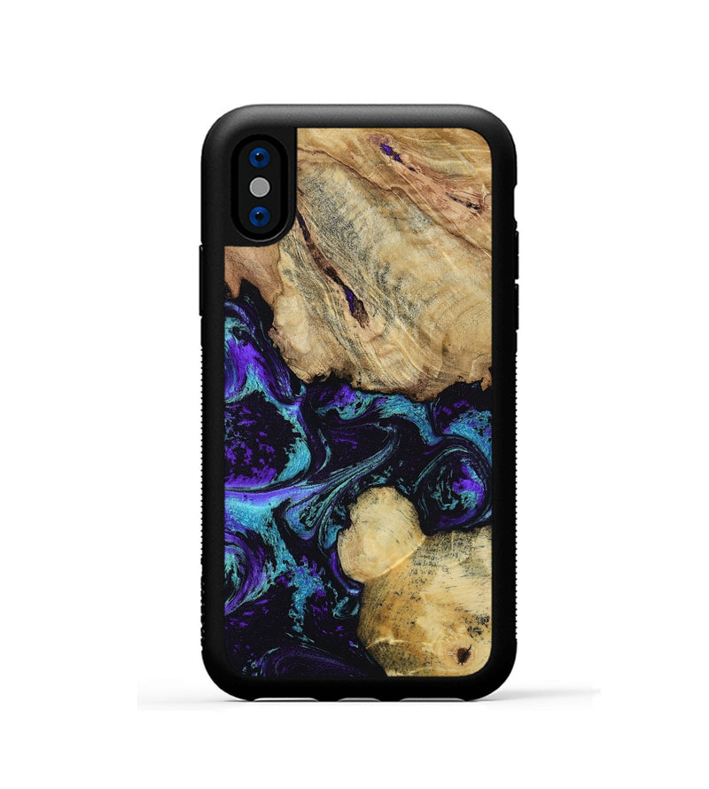 iPhone Xs Wood Phone Case - Nelda (Purple, 817743)