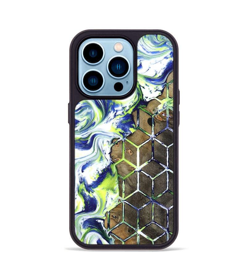 iPhone 14 Pro Wood Phone Case - Abbie (Neon, 817779)