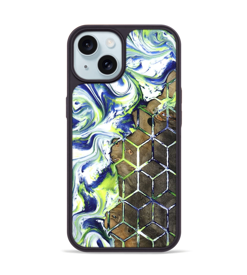iPhone 15 Wood Phone Case - Abbie (Neon, 817779)