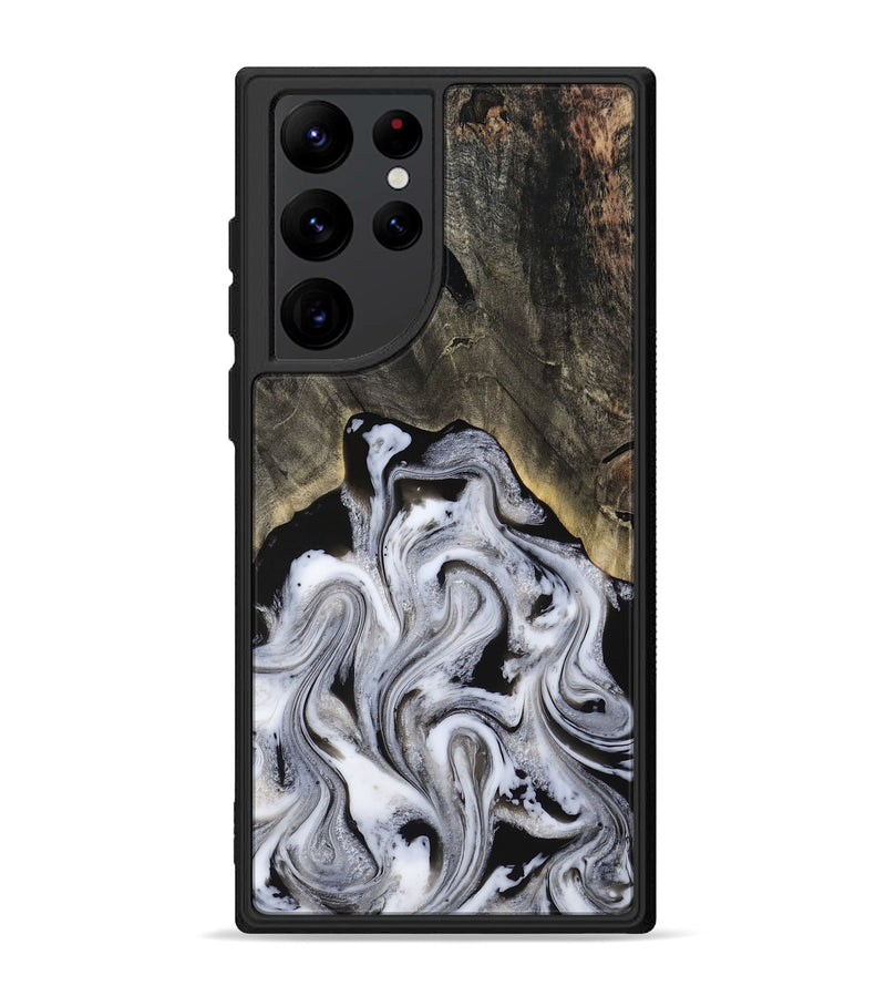 Galaxy S22 Ultra Wood Phone Case - Leatha (Black & White, 817783)