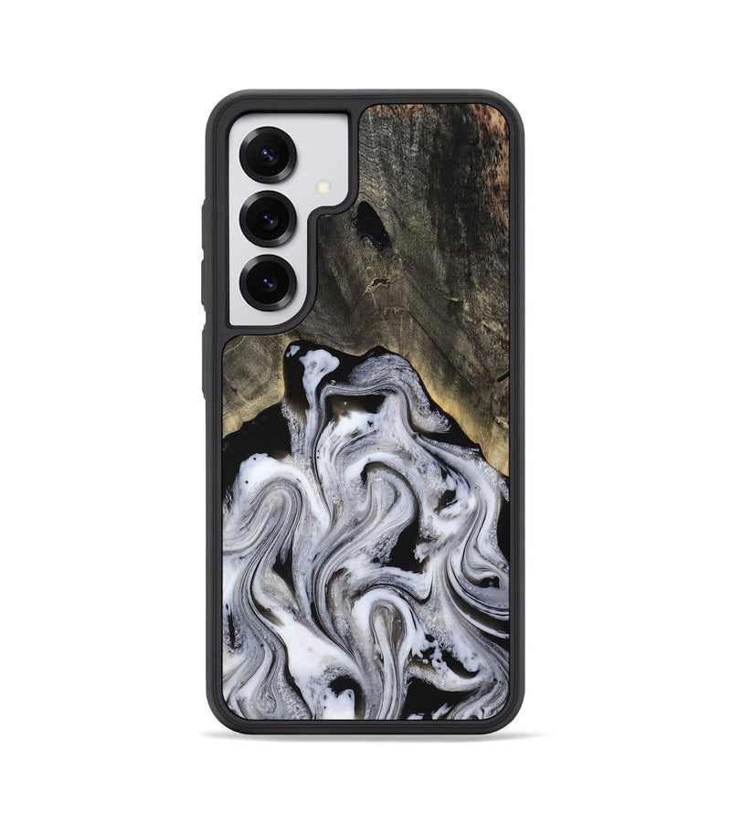 Galaxy S25 Wood Phone Case - Leatha (Black & White, 817783)