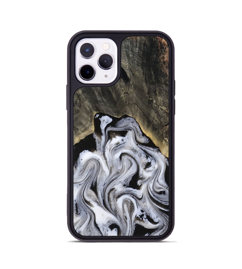 iPhone 11 Pro Wood Phone Case - Leatha (Black & White, 817783)