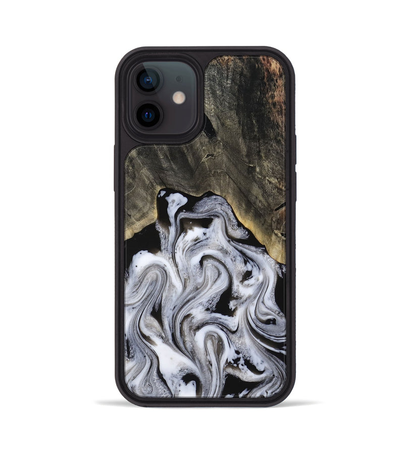 iPhone 12 Wood Phone Case - Leatha (Black & White, 817783)