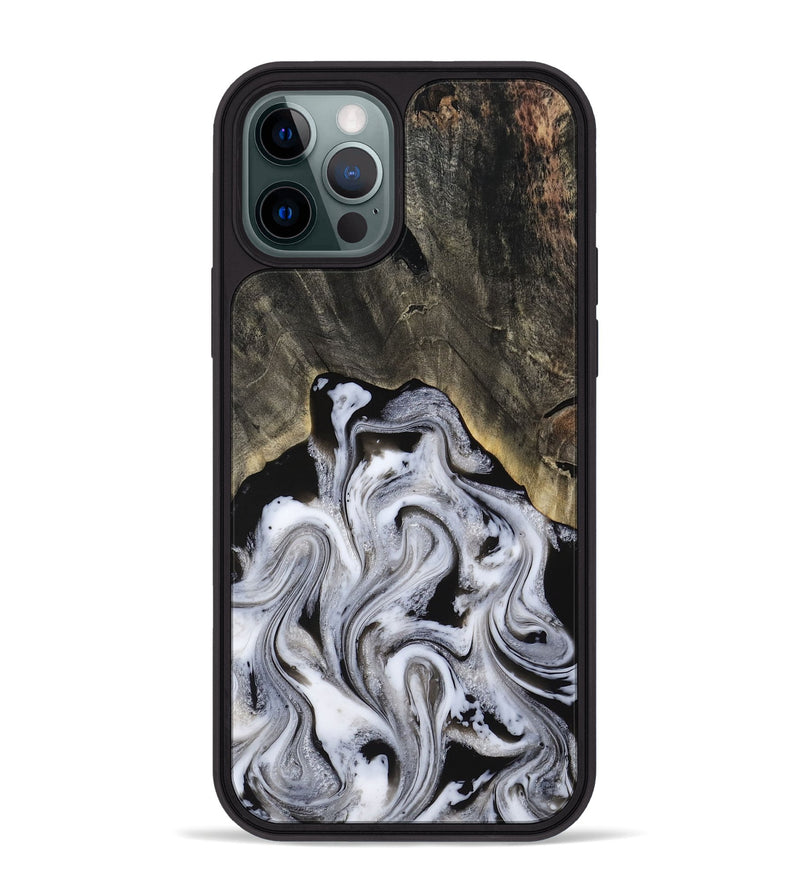 iPhone 12 Pro Max Wood Phone Case - Leatha (Black & White, 817783)