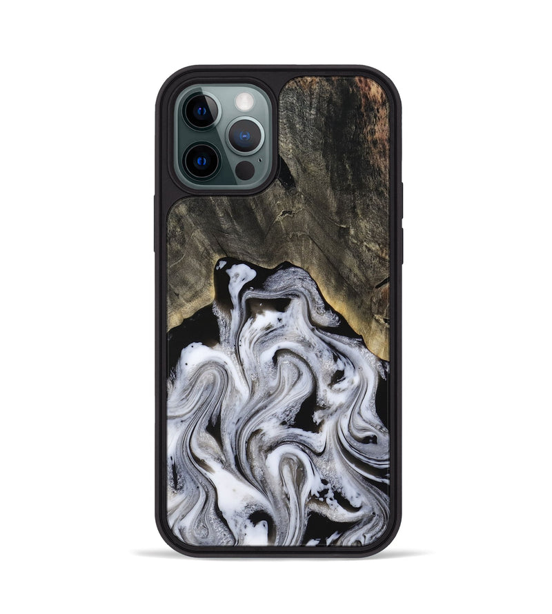 iPhone 12 Pro Wood Phone Case - Leatha (Black & White, 817783)