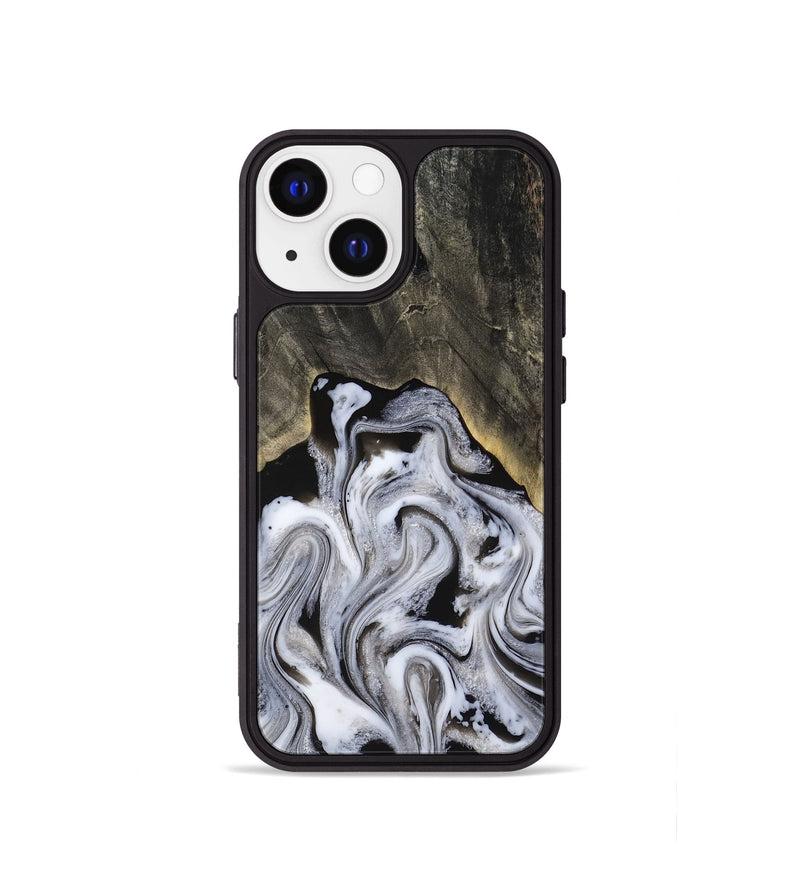 iPhone 13 mini Wood Phone Case - Leatha (Black & White, 817783)