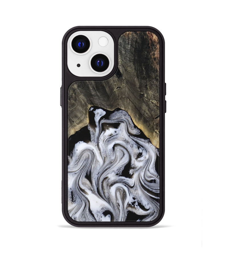 iPhone 13 Wood Phone Case - Leatha (Black & White, 817783)