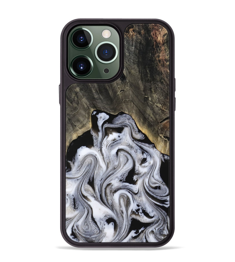 iPhone 13 Pro Max Wood Phone Case - Leatha (Black & White, 817783)