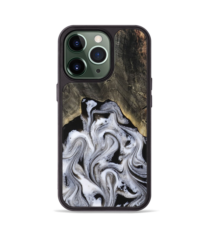 iPhone 13 Pro Wood Phone Case - Leatha (Black & White, 817783)