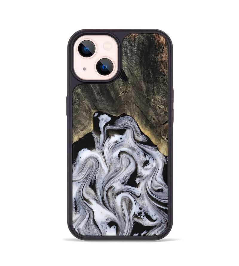 iPhone 14 Wood Phone Case - Leatha (Black & White, 817783)