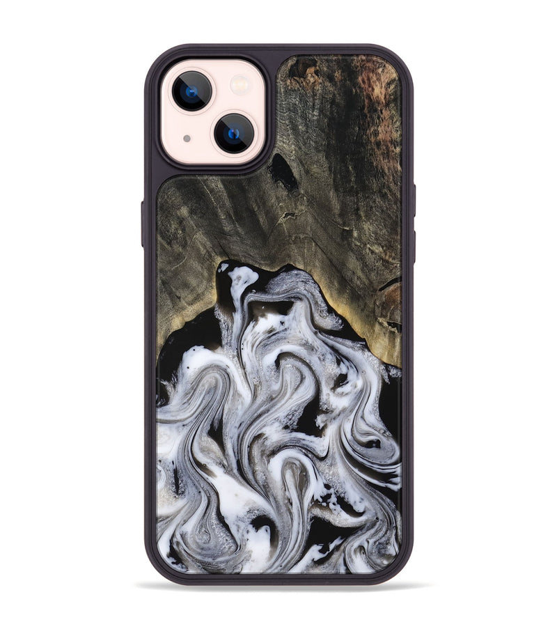 iPhone 14 Plus Wood Phone Case - Leatha (Black & White, 817783)