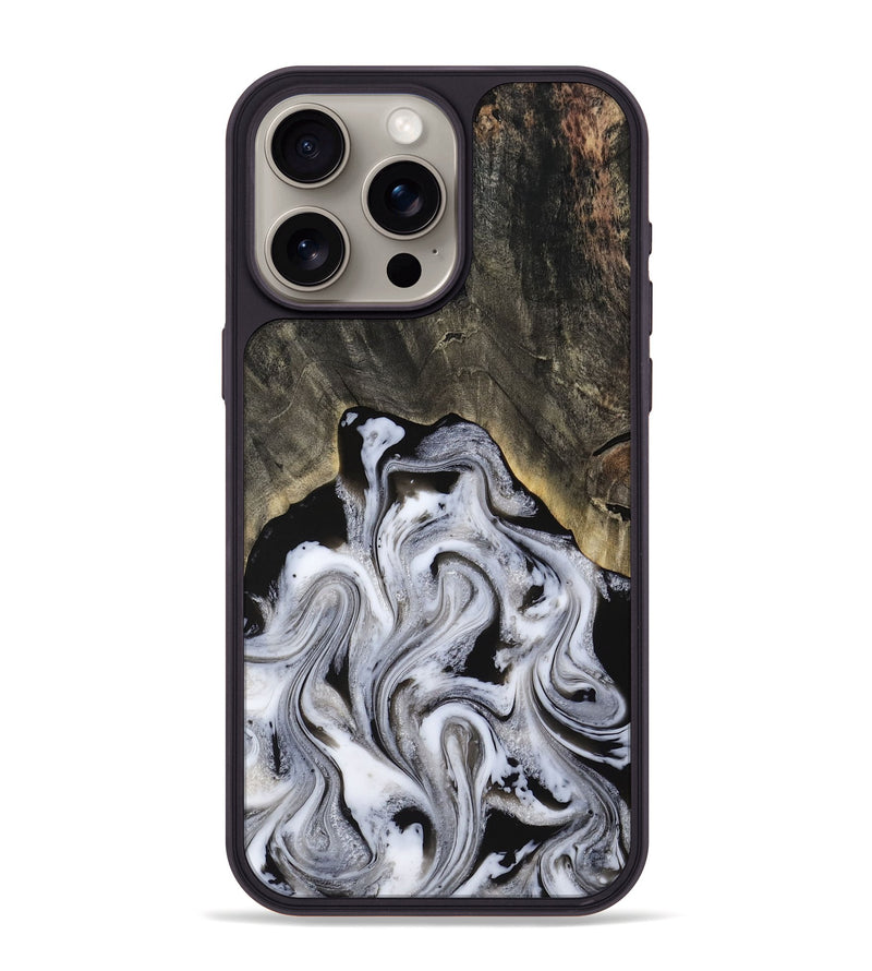 iPhone 15 Pro Max Wood Phone Case - Leatha (Black & White, 817783)