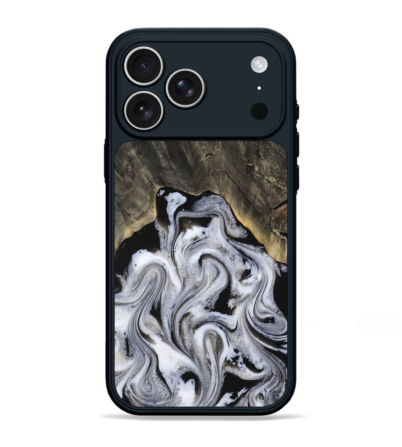 iPhone 17 Pro Max Wood Phone Case - Leatha (Black & White, 817783)