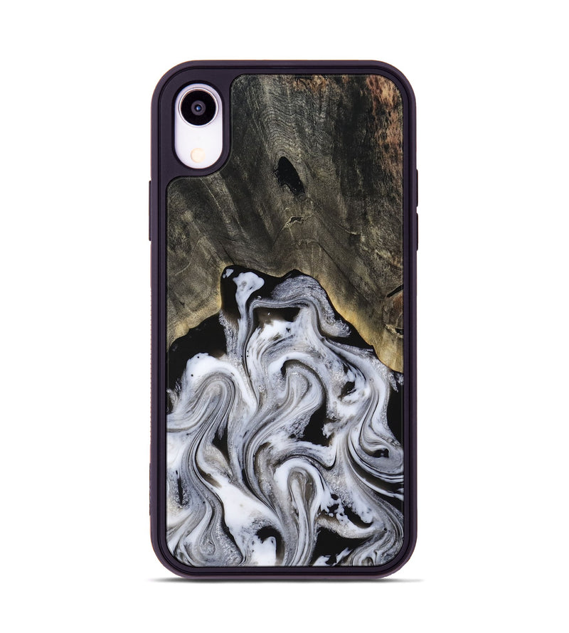 iPhone Xr Wood Phone Case - Leatha (Black & White, 817783)