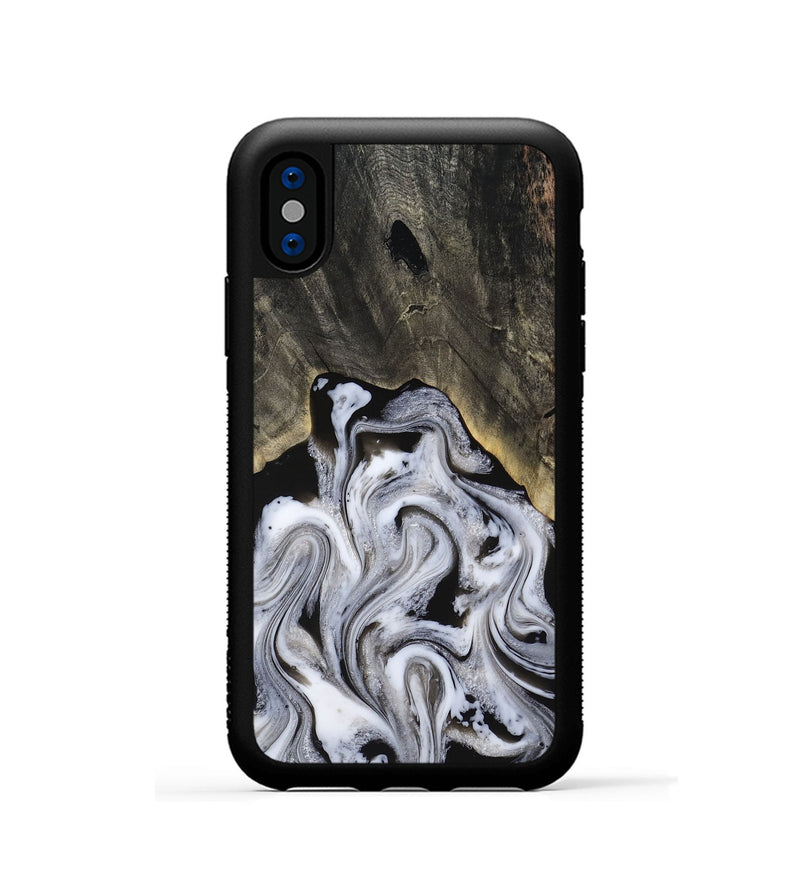 iPhone Xs Wood Phone Case - Leatha (Black & White, 817783)
