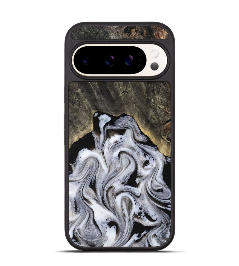 Pixel 9 Pro Wood Phone Case - Leatha (Black & White, 817783)