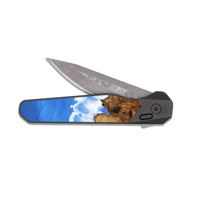 EDC Dark Damascus Wood Pocket Knife - Verne (Coastal, 817792)